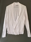 Pull cache-cœur blanc en maille fine
