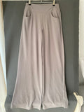 Pantalon large côtelé gris perle