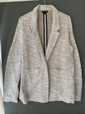 Blazer en maille texturée beige et blanc