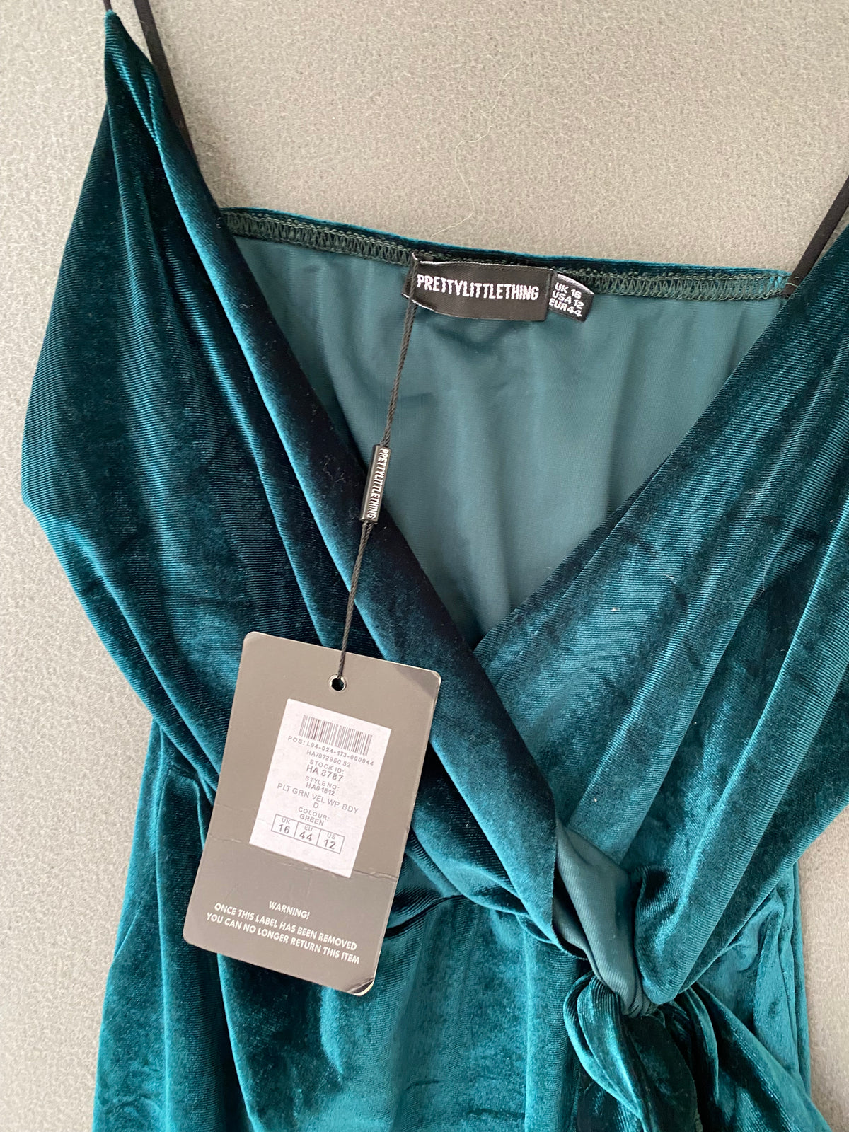 Robe portefeuille en velours vert canard