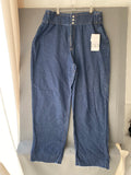 Jean large à taille élastique et ourlet brut