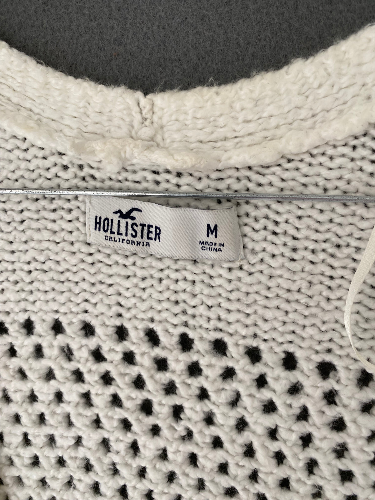 Gilet long ajouré écru