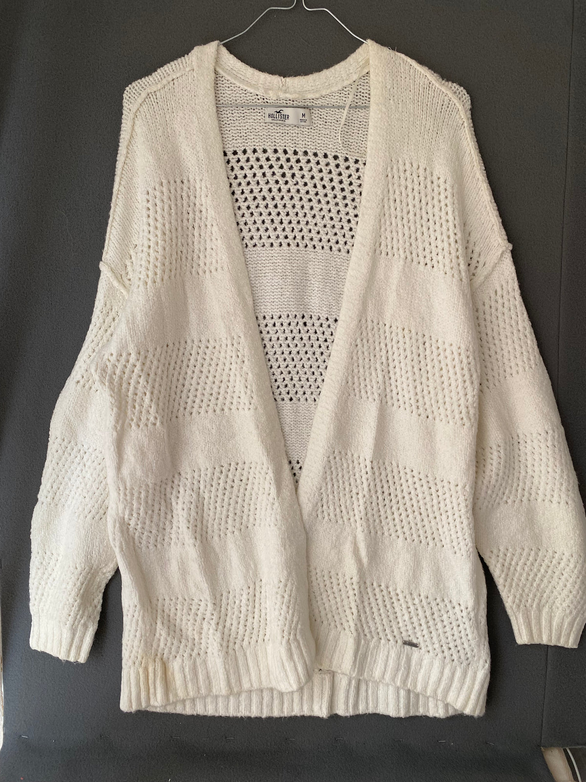 Gilet long ajouré écru