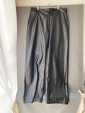 Pantalon large en simili cuir noir taille haute