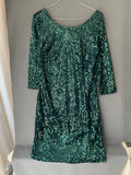 Robe à sequins vert émeraude à manches 3/4